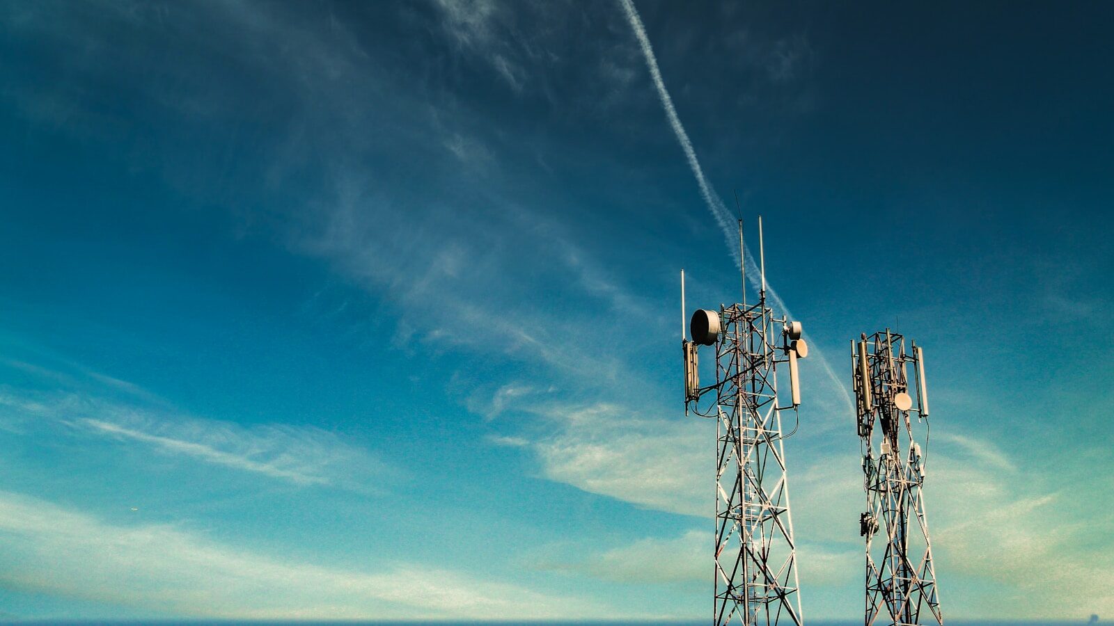 Wireless communications antenna against the sky
